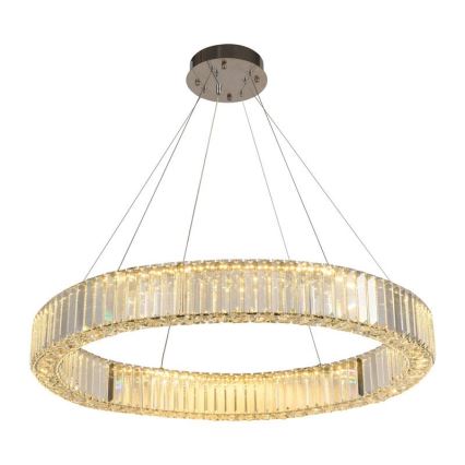 LED Stmívatelný křišťálový lustr na lanku LED/50W/230V 3000-6500K lesklý chrom + dálkové ovládání