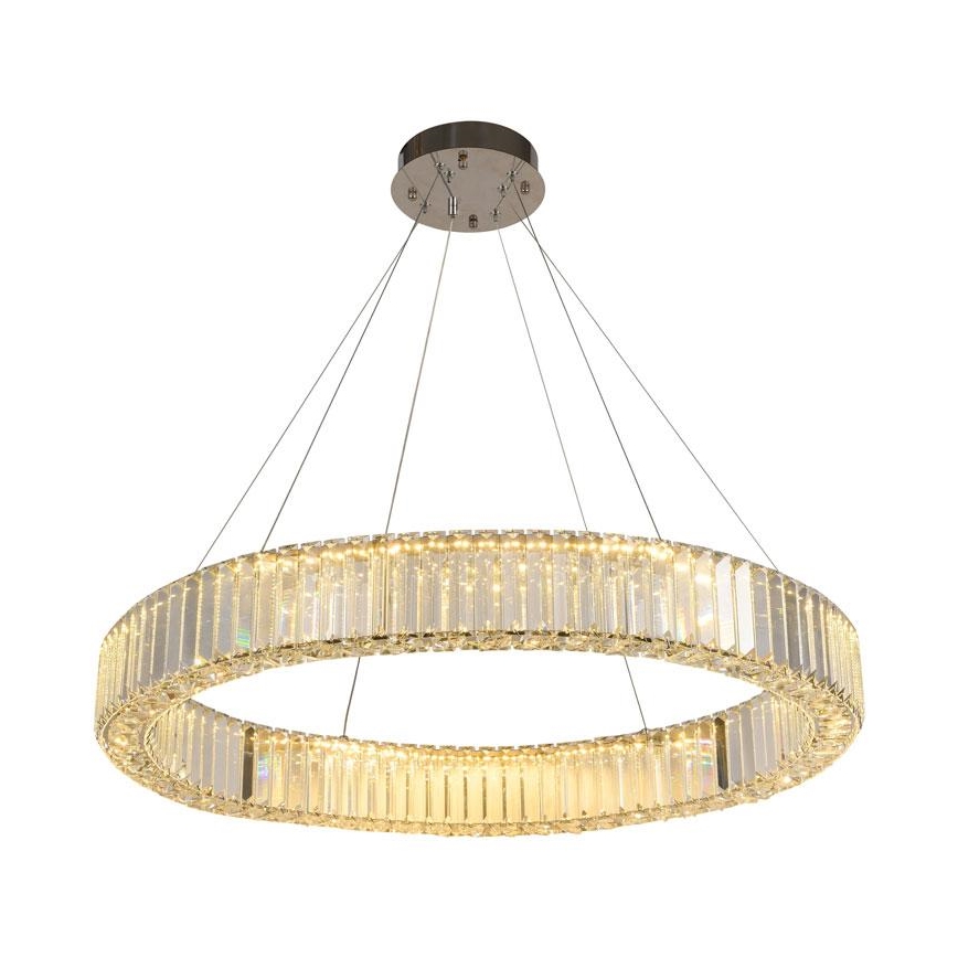 LED Stmívatelný křišťálový lustr na lanku LED/50W/230V 3000-6500K lesklý chrom + dálkové ovládání
