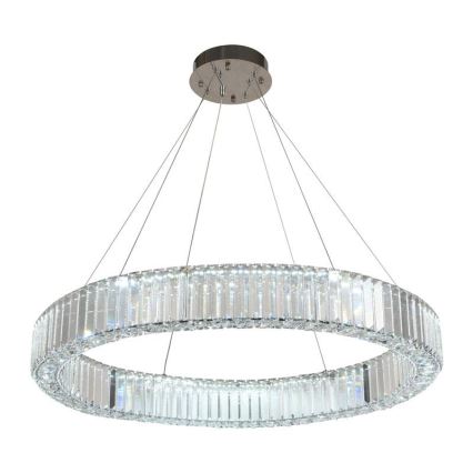 LED Stmívatelný křišťálový lustr na lanku LED/50W/230V 3000-6500K lesklý chrom + dálkové ovládání