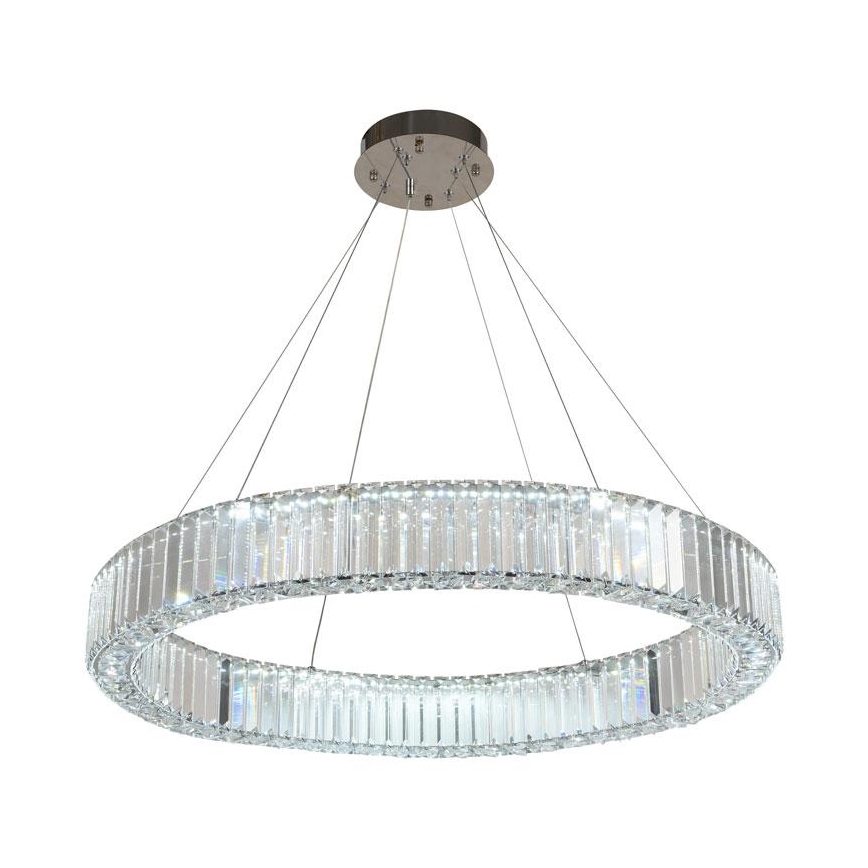 LED Stmívatelný křišťálový lustr na lanku LED/50W/230V 3000-6500K lesklý chrom + dálkové ovládání