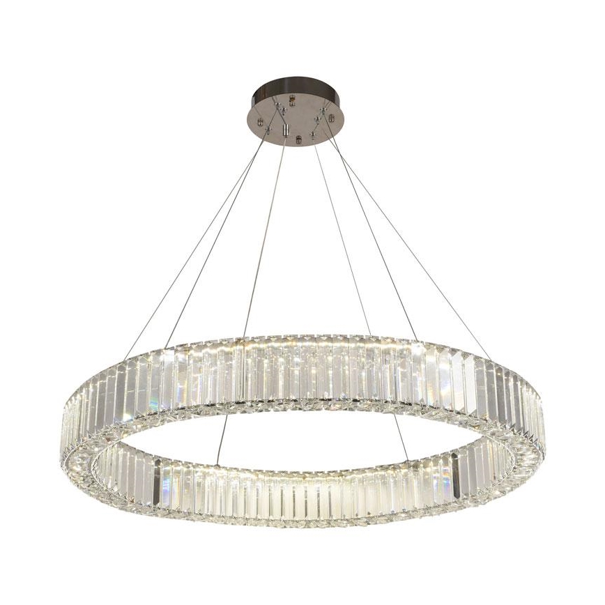 LED Stmívatelný křišťálový lustr na lanku LED/50W/230V 3000-6500K lesklý chrom + dálkové ovládání