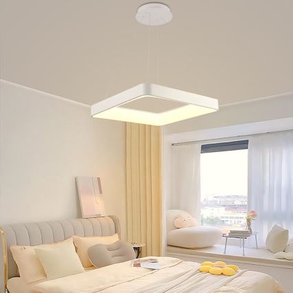 LED Stmívatelný lustr na lanku LED/55W/230V 3000-6500K bílá + dálkové ovládání