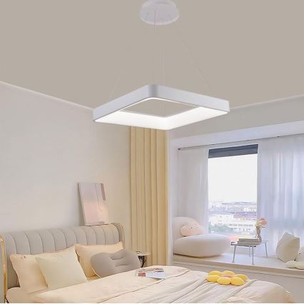 LED Stmívatelný lustr na lanku LED/55W/230V 3000-6500K bílá + dálkové ovládání