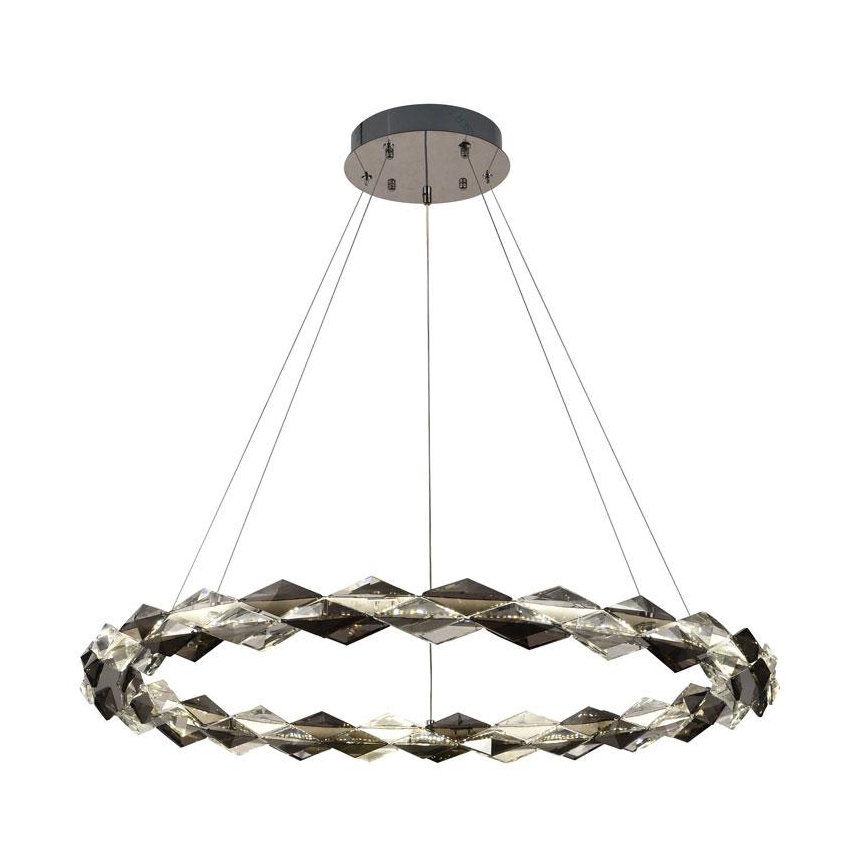 LED Stmívatelný křišťálový lustr na lanku LED/55W/230V 3000-6500K lesklý chrom + dálkové ovládání