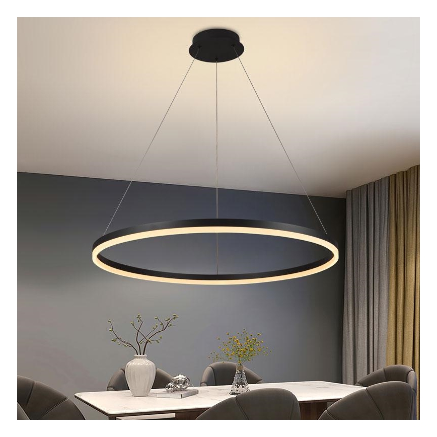 LED Stmívatelný lustr na lanku LED/55W/230V 3000-6500K pr. 80 cm + dálkové ovládání