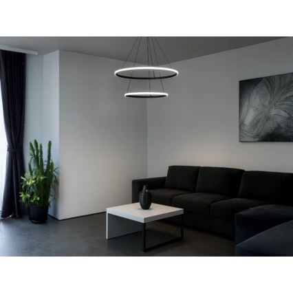 LED Stmívatelný lustr na lanku LED/55W/230V 3000-6500K pr. 60 cm + dálkové ovládání