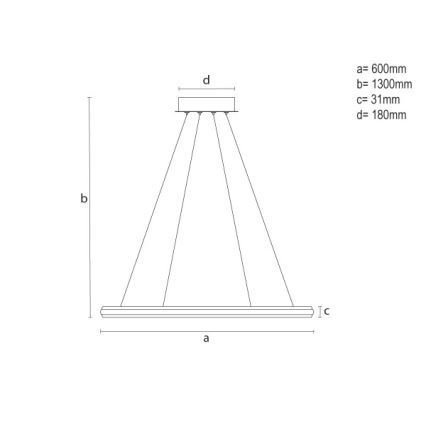 LED Stmívatelný lustr na lanku LED/55W/230V 3000-6500K pr. 60 cm + dálkové ovládání