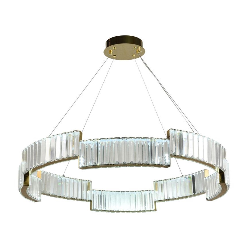 LED Stmívatelný křišťálový lustr na lanku LED/60W/230V 3000-6500K zlatá + dálkové ovládání