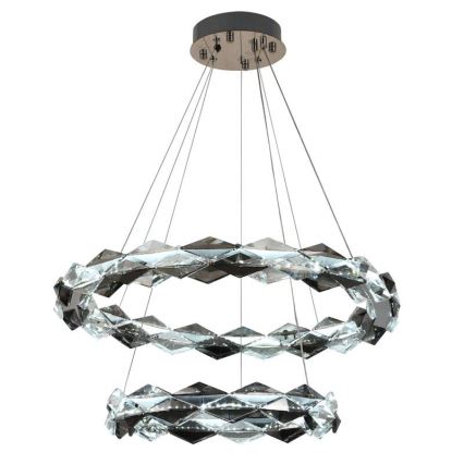 LED Stmívatelný křišťálový lustr na lanku LED/65W/230V 3000-6500K lesklý chrom + dálkové ovládání