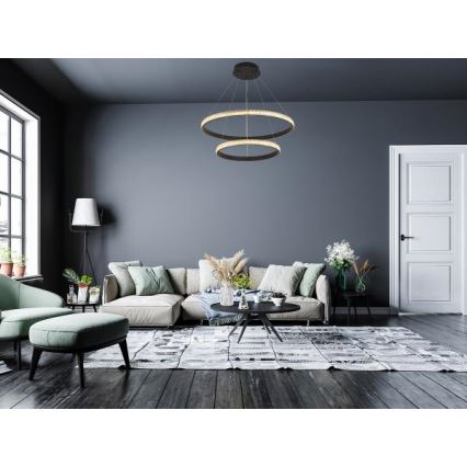 LED Stmívatelný lustr na lanku LED/65W/230V 3000-6500K pr. 60 cm + dálkové ovládání