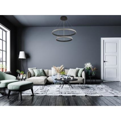 LED Stmívatelný lustr na lanku LED/65W/230V 3000-6500K pr. 60 cm + dálkové ovládání