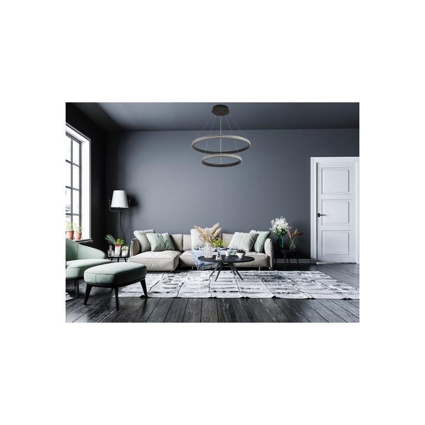 LED Stmívatelný lustr na lanku LED/65W/230V 3000-6500K pr. 60 cm + dálkové ovládání