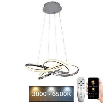 LED Stmívatelný lustr na lanku LED/65W/230V 3000-6500K pr. 48 cm šedá + dálkové ovládání