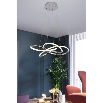 LED Stmívatelný lustr na lanku LED/65W/230V 3000-6500K pr. 48 cm šedá + dálkové ovládání