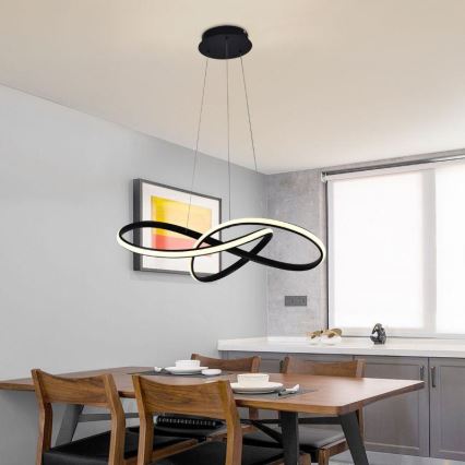 LED Stmívatelný lustr na lanku LED/70W/230V 3000-6500K pr. 60 cm černá + dálkové ovládání