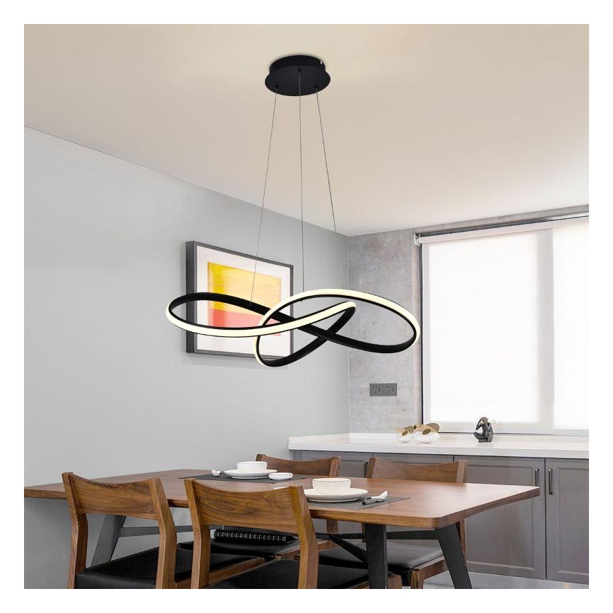 LED Stmívatelný lustr na lanku LED/70W/230V 3000-6500K pr. 60 cm černá + dálkové ovládání