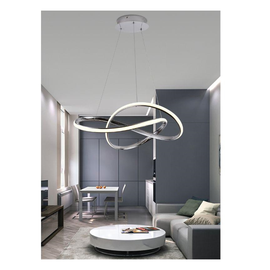 LED Stmívatelný lustr na lanku LED/70W/230V 3000-6500K pr. 60 cm lesklý chrom + dálkové ovládání