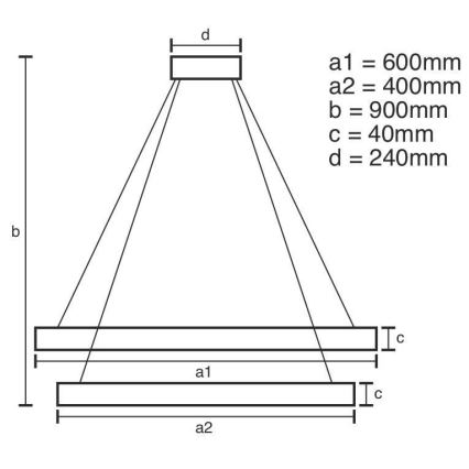 LED Stmívatelný lustr na lanku LED/70W/230V 3000-6500K + dálkové ovládání