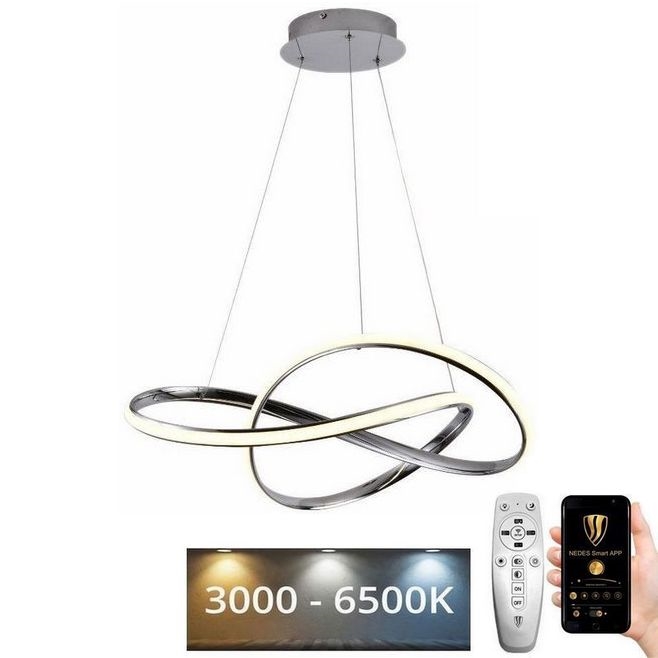 LED Stmívatelný lustr na lanku LED/70W/230V 3000-6500K pr. 60 cm lesklý chrom + dálkové ovládání