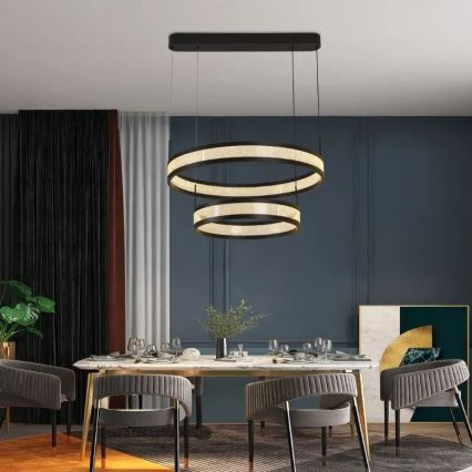LED Stmívatelný lustr na lanku LED/70W/230V 3000-6500K pr. 60 cm černá + dálkové ovládání