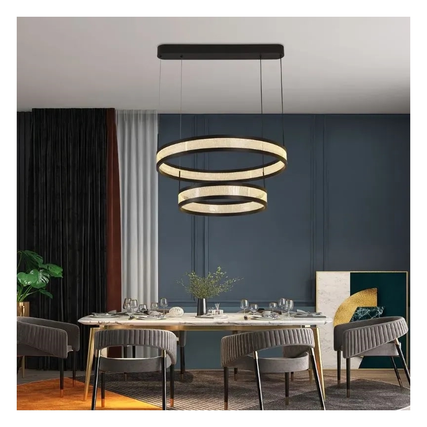 LED Stmívatelný lustr na lanku LED/70W/230V 3000-6500K pr. 60 cm černá + dálkové ovládání