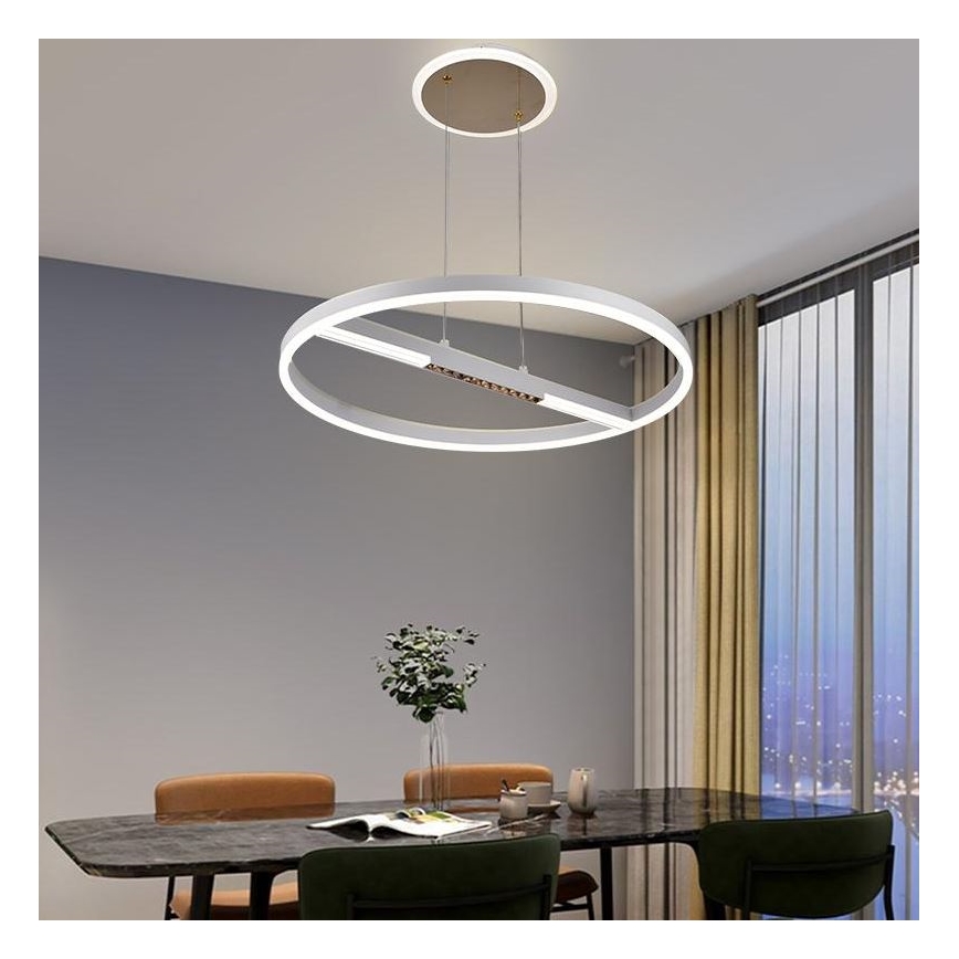LED Stmívatelný lustr na lanku LED/75W/230V 3000-6500K pr. 60 cm + dálkové ovládání