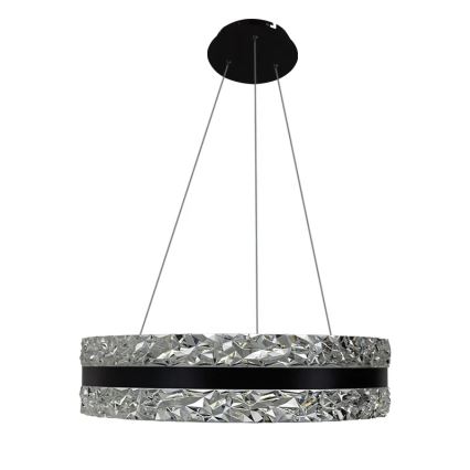 LED Stmívatelný křišťálový lustr na lanku LED/80W/230V 3000-6500K černá + dálkové ovládání
