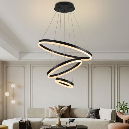 LED Stmívatelný lustr na lanku LED/85W/230V 3000-6500K + dálkové ovládání