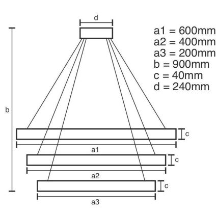 LED Stmívatelný lustr na lanku LED/85W/230V 3000-6500K + dálkové ovládání