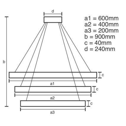 LED Stmívatelný lustr na lanku LED/85W/230V 3000-6500K + dálkové ovládání