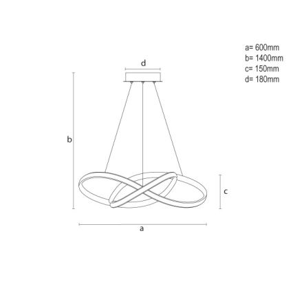 LED Stmívatelný lustr na lanku LED/85W/230V 3000-6500K pr. 60 cm + dálkové ovládání
