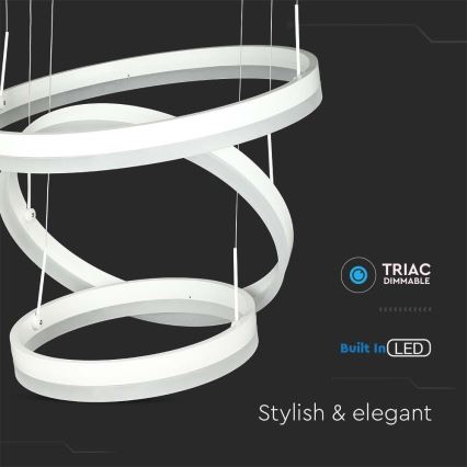 LED Stmívatelný lustr na lanku LED/86W/230V 3000K bílá