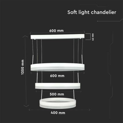 LED Stmívatelný lustr na lanku LED/86W/230V 3000K bílá