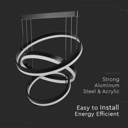 LED Stmívatelný lustr na lanku LED/86W/230V 3000K černá