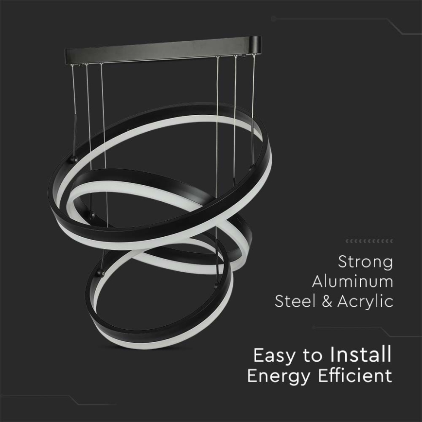 LED Stmívatelný lustr na lanku LED/86W/230V 3000K černá