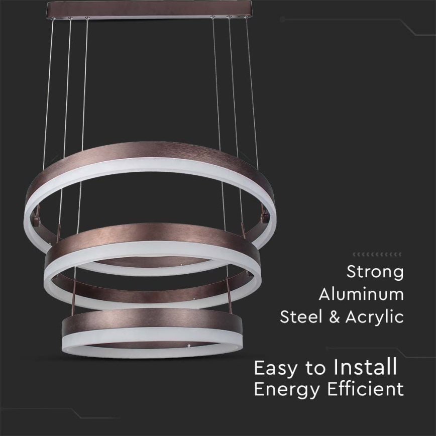 LED Stmívatelný lustr na lanku LED/86W/230V 3000K hnědá