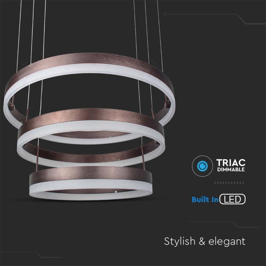 LED Stmívatelný lustr na lanku LED/86W/230V 3000K hnědá
