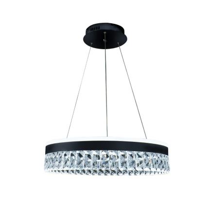 LED Stmívatelný křišťálový lustr na lanku LED/90W/230V 3000-6500K černá + dálkové ovládání
