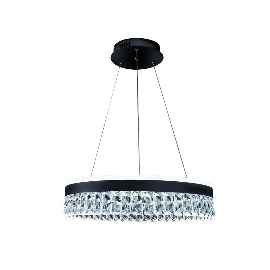 LED Stmívatelný křišťálový lustr na lanku LED/90W/230V 3000-6500K černá + dálkové ovládání
