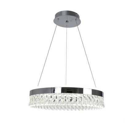 LED Stmívatelný křišťálový lustr na lanku LED/90W/230V 3000-6500K lesklý chrom + dálkové ovládání