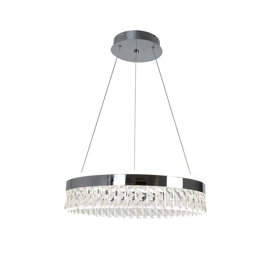 LED Stmívatelný křišťálový lustr na lanku LED/90W/230V 3000-6500K lesklý chrom + dálkové ovládání