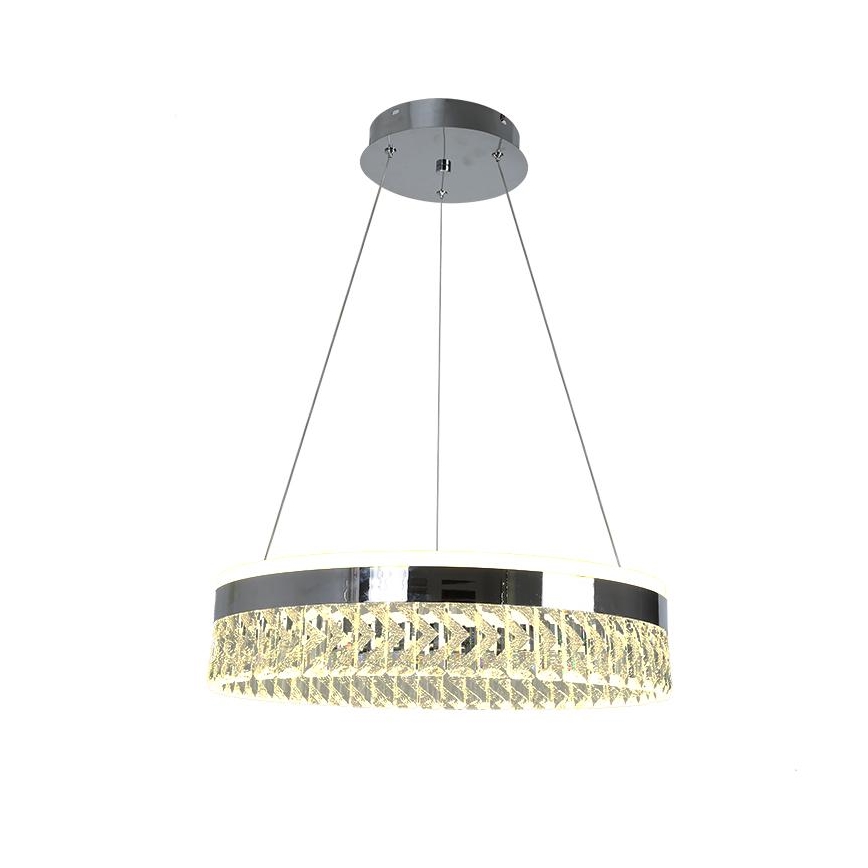 LED Stmívatelný křišťálový lustr na lanku LED/90W/230V 3000-6500K lesklý chrom + dálkové ovládání