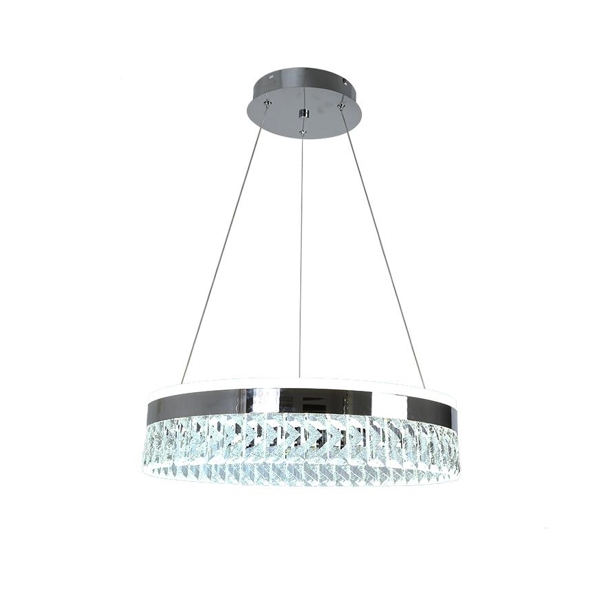 LED Stmívatelný křišťálový lustr na lanku LED/90W/230V 3000-6500K lesklý chrom + dálkové ovládání