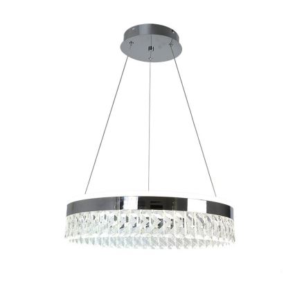 LED Stmívatelný křišťálový lustr na lanku LED/90W/230V 3000-6500K lesklý chrom + dálkové ovládání