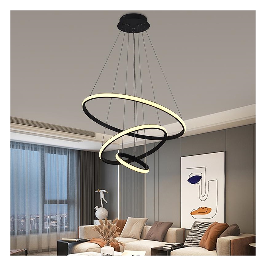 LED Stmívatelný lustr na lanku LED/90W/230V 3000-6500K + dálkové ovládání