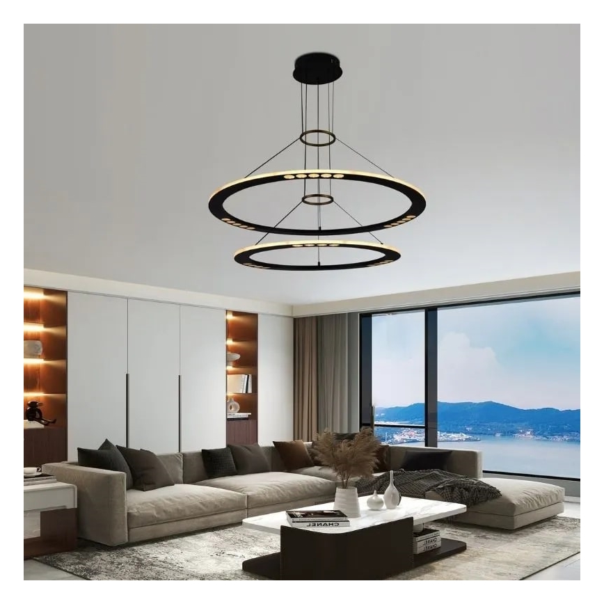 LED Stmívatelný lustr na lanku LED/90W/230V 3000-6500K + dálkové ovládání