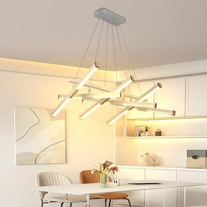 LED Stmívatelný lustr na lanku LED/90W/230V 3000-6500K pr. 80 cm + dálkové ovládání
