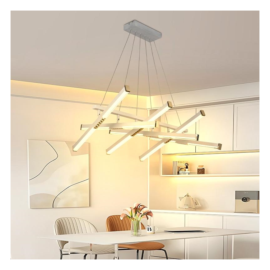 LED Stmívatelný lustr na lanku LED/90W/230V 3000-6500K pr. 80 cm + dálkové ovládání