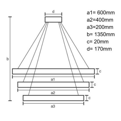 LED Stmívatelný lustr na lanku LED/90W/230V 3000-6500K + dálkové ovládání
