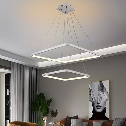 LED Stmívatelný lustr na lanku LED/90W/230V 3000-6500K + dálkové ovládání